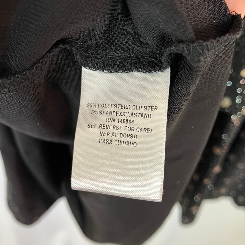 Robbie Bee | Black Gold Metallic Dot Layered Ruffle Dress NWT Womens XL - Picture 6 of 11